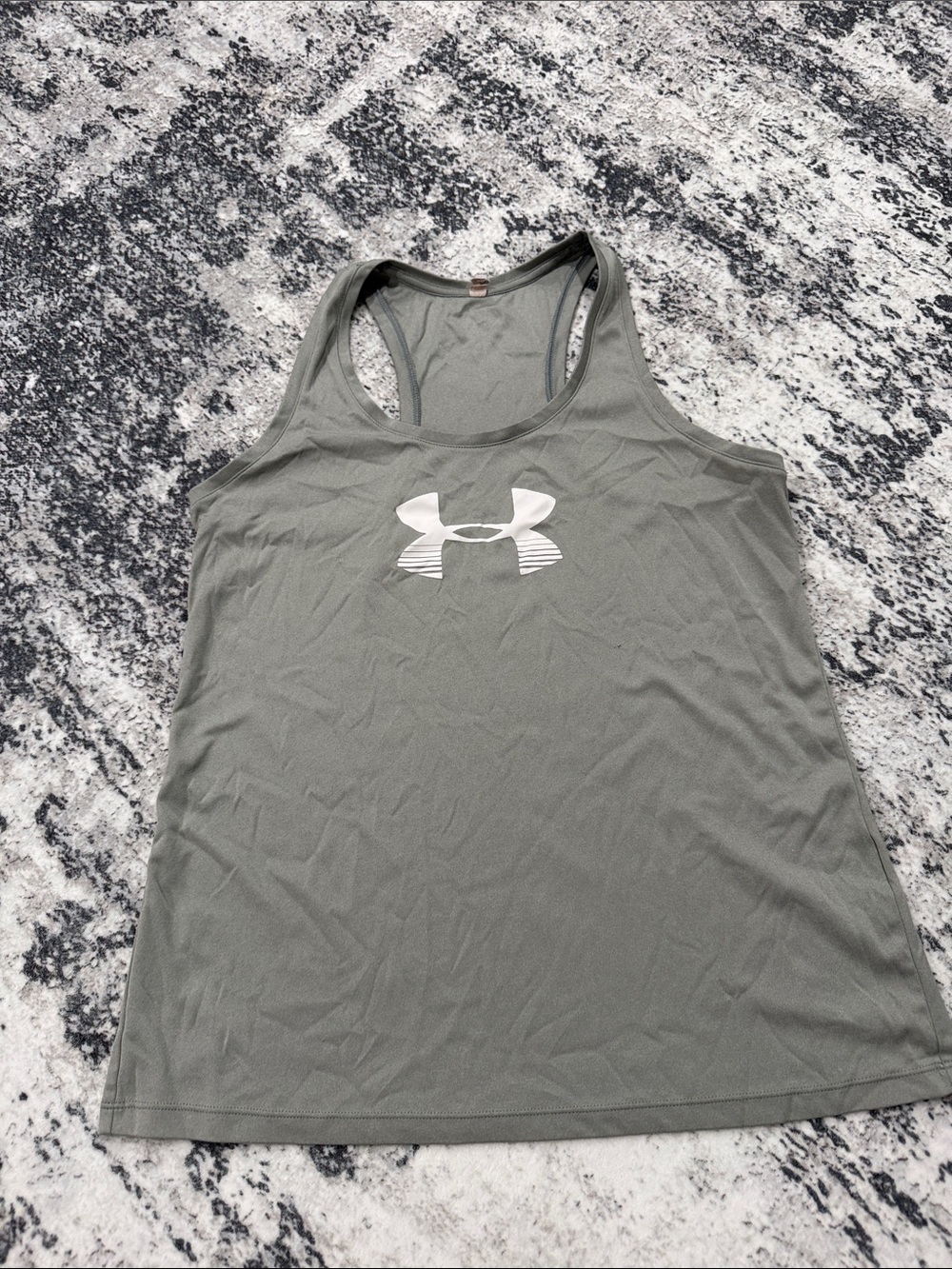 Under Armour Olive Green Racerback Performance Tank with White Logo
